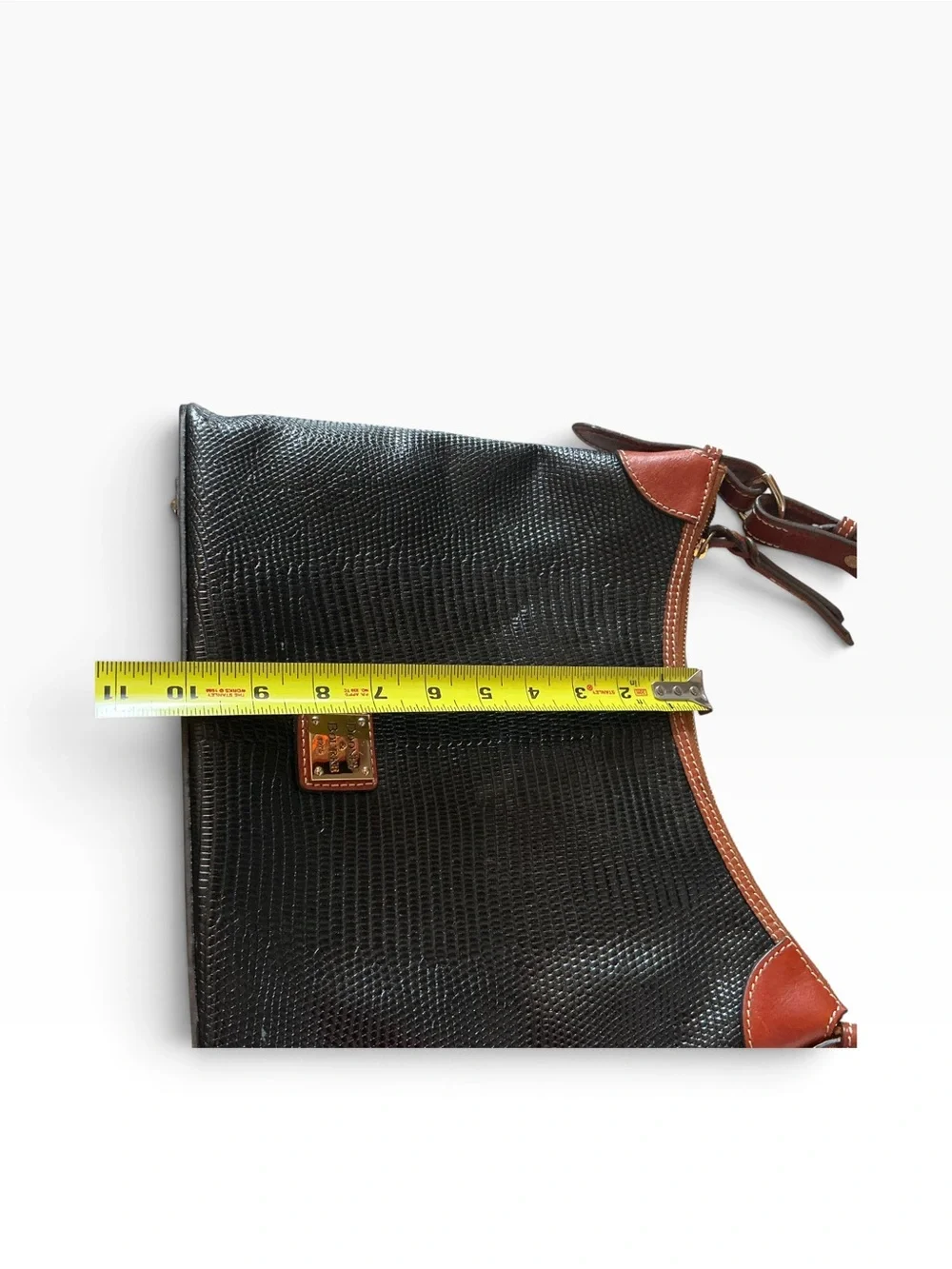 Dooney & Bourke black lizard embossed with rich brown leather hobo bag purse